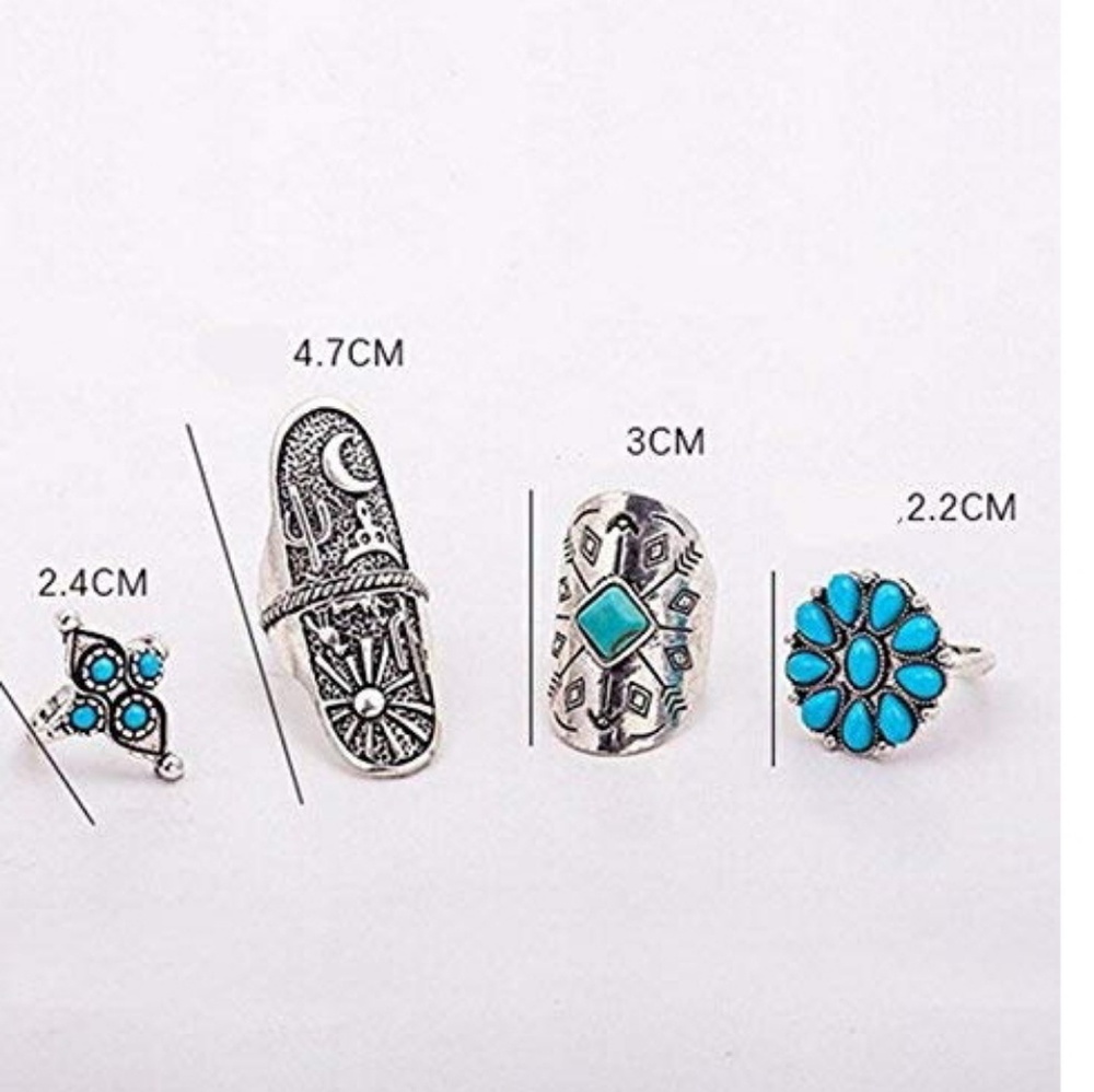 *FINAL PRICE*9pc/set Turquoise boho ring set - Picture 3 of 4
